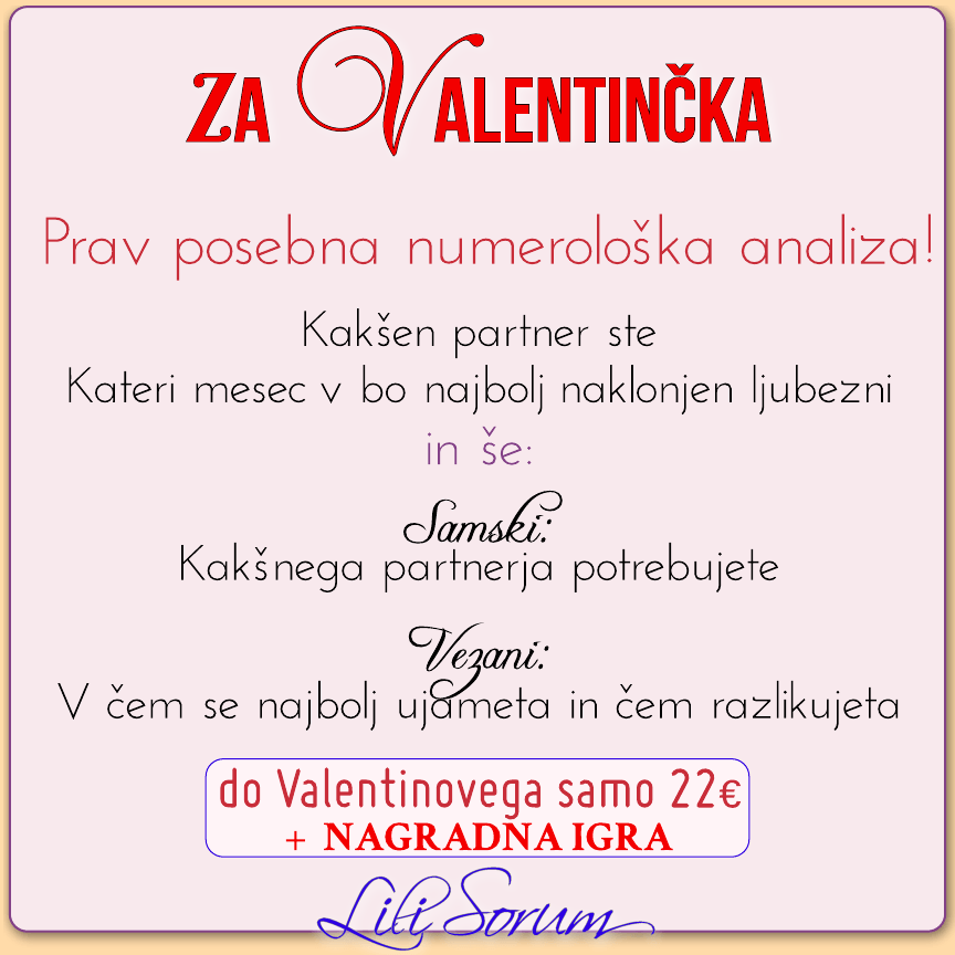 NuMeRoSKoP 4. – 10. 2. 2019: Ljubezen se prične z zdravo Ljubeznijo do sebe. 2