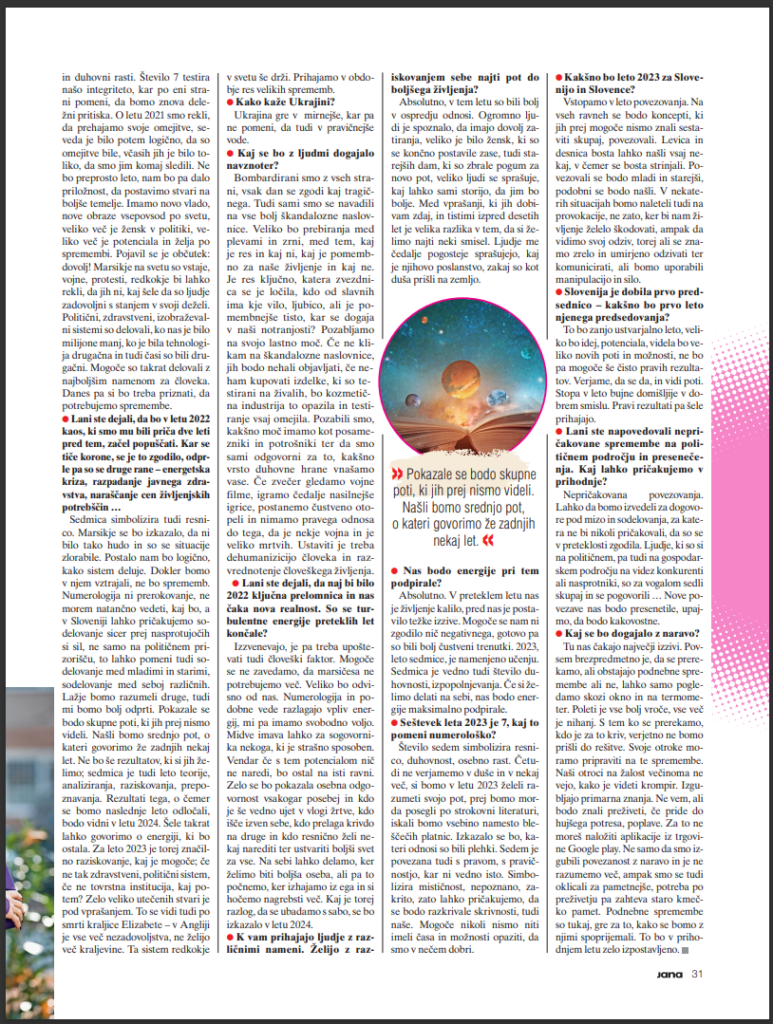 Lili Sorum, leto 2023, revija jana 2 stran Lili Sorum, leto 2023, revija jana 2 stran