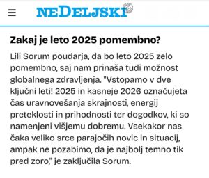 Lili Sorum Nedeljski dnevnik napoved za leto 2025 numerologija Lili Sorum Nedeljski dnevnik napoved za leto 2025 numerologija