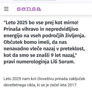 Sensa, napoved za leto 2025 Lili Sorum numerologija Sensa, napoved za leto 2025 Lili Sorum numerologija
